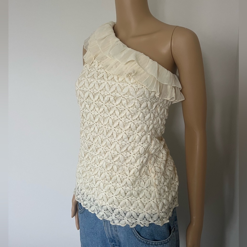 Young Essense Croquet Cream Ruffled Top